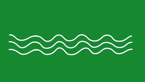 2D Hand Drawn Animated Triple Water Waves on Green Screen Stock Footage 334579466
