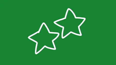 2D Hand Drawn Animated Twin Stars Sparkle on Green Screen Stock Footage 334579446
