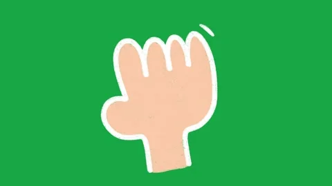 2D Hand Drawn Animated Waving Hand Gesture Greeting Overlay on Green Screen Vidéo 335124719