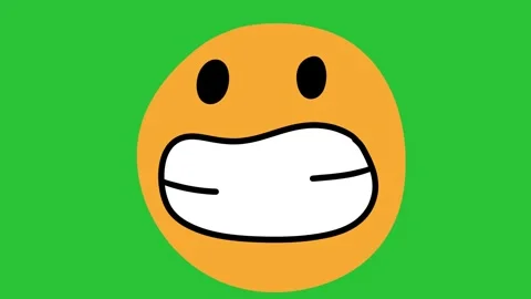 2D Hand Drawn Awkward Grinning Gritted Teeth Face Green Screen Overlay Видео 340532098