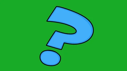 2D Hand Drawn Blue Question Mark Animated Symbol Green Screen Overlay Stock Footage 340531714