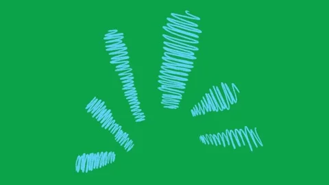2D Hand Drawn Blue Scribble Zigzag Burst Green Screen Motion Graphic Stock Footage 344049299