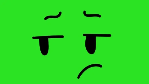 2D Hand Drawn Bored Unimpressed Face Expression Animation Green Screen Overlay Stock Footage 340532043