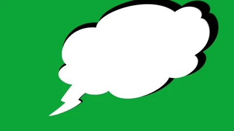 2D Hand Drawn Cloud Speech Bubble with Tail Animation Overlay on Green Screen Stock Footage 344809177