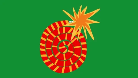 2D Hand Drawn Coiled Roll Firecracker Animation Green Screen Overlay Stock Footage 340531161