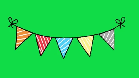 2D Hand Drawn Colorful Flag Bunting Banner Garland Animation Overlay  Stock Footage 344809326