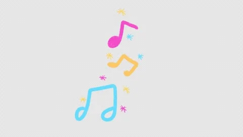 2D Hand Drawn Colorful Music Notes and Sparkles Animation Overlay Alpha Channel  Stock Footage 344809706