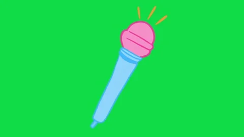 2D Hand Drawn Colorful Pink and Blue Microphone Animation Overlay on Green Scree 스톡 동영상 344809452