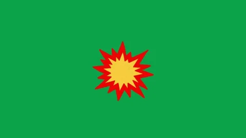 2D Hand Drawn Comic Explosion Burst Green Screen Motion Graphic Effect Stock Footage 344049349