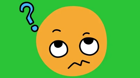 2D Hand Drawn Confused Thinking Face With Question Mark Green Screen Overlay Vidéo 340532103