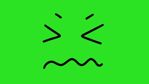 2D Hand Drawn Crying Frustrated Squinting Face Animation Green Screen Overlay Vidéo 340532018