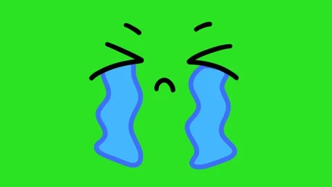 2D Hand Drawn Crying Sad Face Character Animation Green Screen Overlay 库存影片 340532078