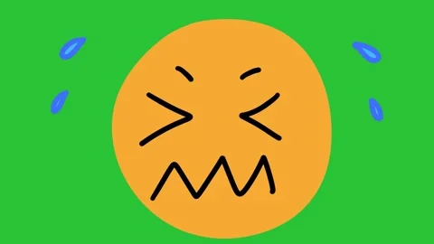2D Hand Drawn Crying Upset Face With Tear Drops Green Screen Overlay Vídeo Stock 340532097