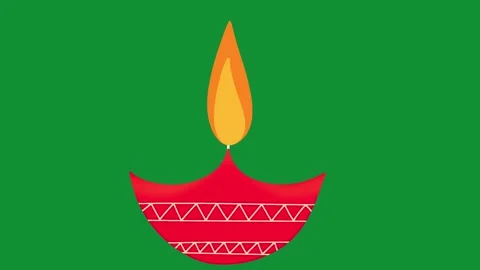 2D Hand Drawn Diwali Diya Oil Lamps Animation Green Screen Overlay 库存影片 340531142