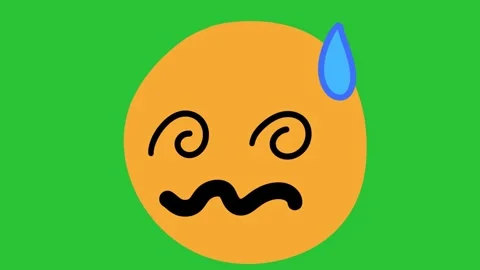 2D Hand Drawn Dizzy Nervous Spiral Eyes Face Green Screen Overlay Vidéo 340532096
