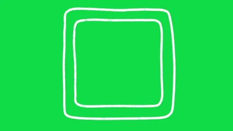 2D Hand Drawn Double Line Square Frame Overlay on Green Screen Background Stock Footage 344809771
