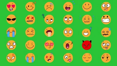 2D Hand Drawn Emoji Character Pack Green Screen Animated Face Expressions Stock Footage 340532146