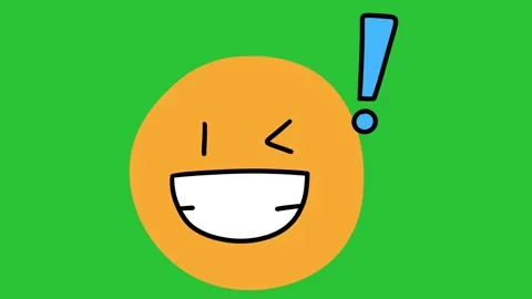 2D Hand Drawn Excited Cheerful Winking Face With Exclamation Mark Green Screen Stockbeeldmateriaal 340532093