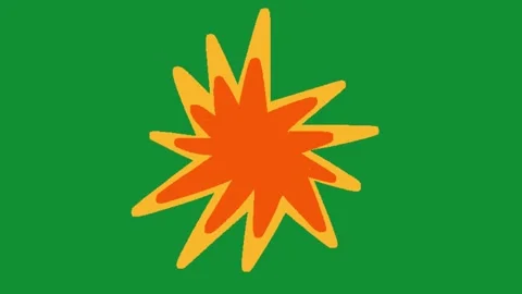 2D Hand Drawn Explosion Spark Burst Animation Green Screen Overlay Видео 340531216
