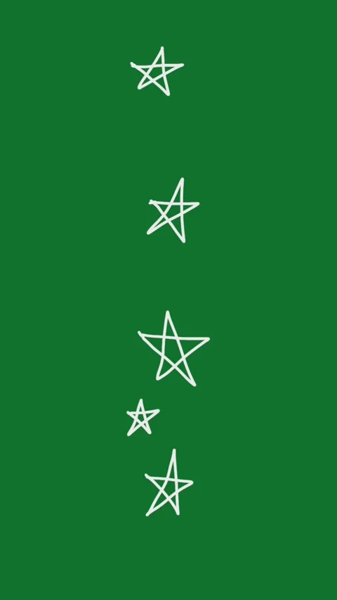 2D Hand Drawn Falling White Star Doodles Green Screen Vertical Reel Vídeo Stock 340532164