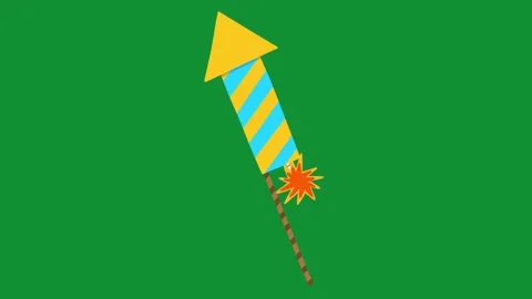 2D Hand Drawn Firework Rocket Animation Green Screen Overlay Stock Footage 340531483