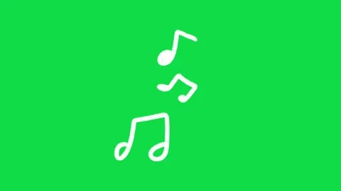 2D Hand Drawn Floating White Musical Notes Set Animation Overlay on Green Screen Stock Footage 344809417