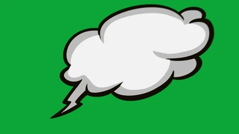  2D Hand Drawn Fluffy Cloud Speech Bubble with Shadow Animation Overlay Stock Footage 344809178