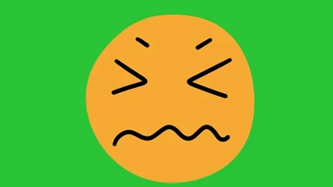 2D Hand Drawn Frustrated Squinting Displeased Face Green Screen Overlay 動画素材 340532123