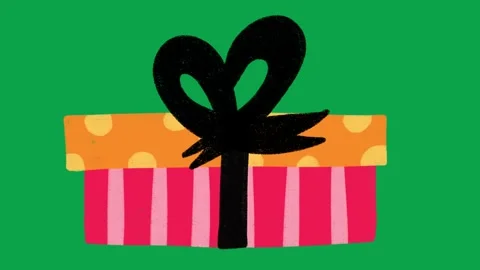2D Hand Drawn Gift Box Present Motion Graphic Green Screen Animation Stock Footage 344049318