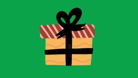 2D Hand Drawn Gift Box Motion Graphic Green Screen Animation Overlay Stock Footage 344049372