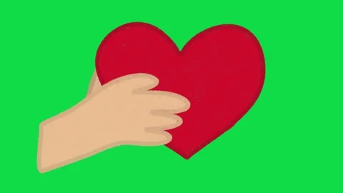 2D Hand Drawn Hand Holding Red Heart Animation Overlay on Green Screen  스톡 동영상 344809379