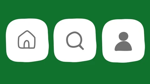 2D Hand Drawn Home Search Profile Icons Animation Green Screen Overlay Stock Footage 340532161