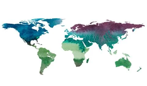 2d hand drawn illustration of world map. Stock Illustration