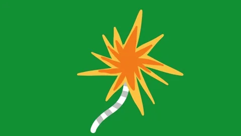 2D Hand Drawn Lit Fuse Firecracker Spark Animation Green Screen Overlay 動画素材 340531212