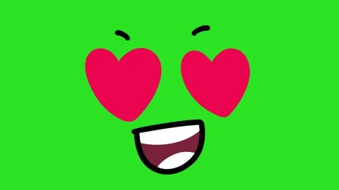 2D Hand Drawn In Love Heart Eyes Face Character Animation Green Screen Overlay Stockbeeldmateriaal 340532067