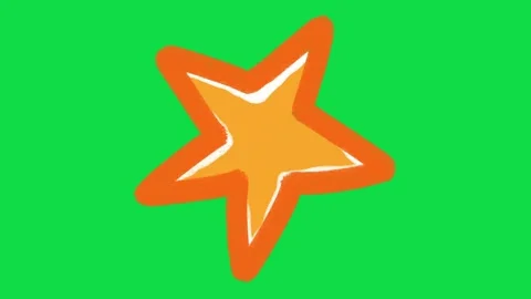 2D Hand Drawn Orange and Yellow Star Outline Animation Overlay on Green Screen Stock Footage 344809483