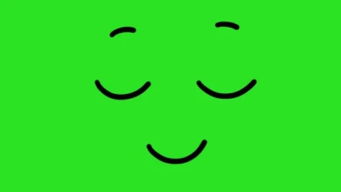 2D Hand Drawn Peaceful Smiling Face Character Animation Green Screen Overlay Vidéo 340532063