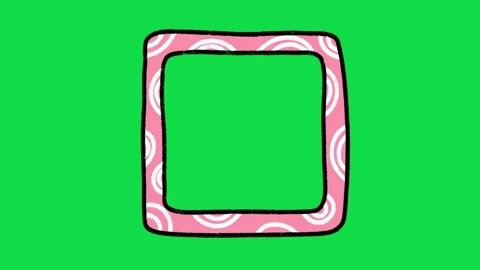 2D Hand Drawn Pink Arch Patterned Square Frame Overlay on Green Screen Stock Footage 344809813