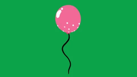 2D Hand Drawn Pink Polka Dot Party Balloon Green Screen Overlay Video stock 344049255