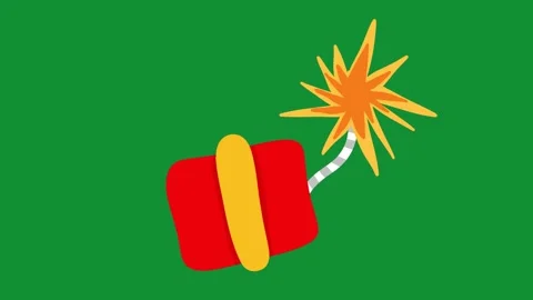 2D Hand Drawn Red Bomb Firecracker Animation Green Screen Overlay Stock Footage 340531210