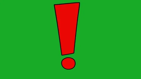 2D Hand Drawn Red Exclamation Mark Alert Symbol Animation Green Screen Overlay Stock Footage 340531669
