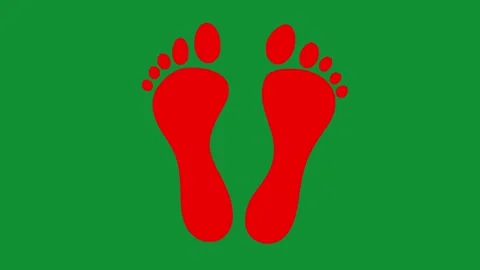 2D Hand Drawn Red Footprints Animation Green Screen Overlay Vídeo Stock 340531140