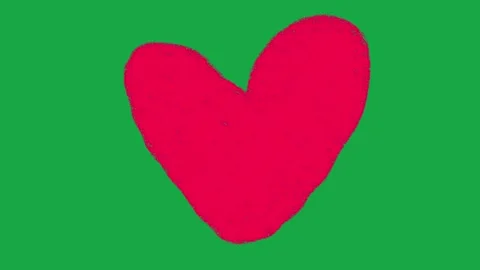 2D Hand Drawn Red Heart Beating Texture Animation Overlay on Green Screen Vidéo 335124685