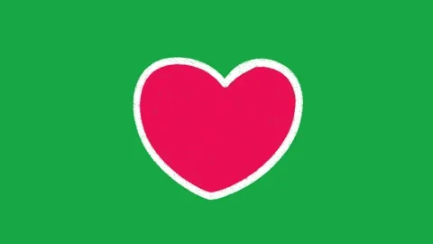 2D Hand Drawn Red Heart with White Outline Animation Overlay on Green Screen Vídeo Stock 335124712