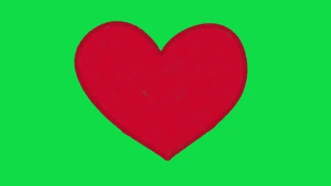 2D Hand Drawn Red Heart Animation Overlay on Green Screen Background Stock Footage 344809378
