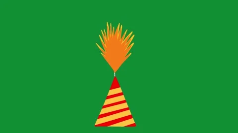 2D Hand Drawn Red Striped Cone Firecracker Animation Green Screen Overlay Stock Footage 340531204