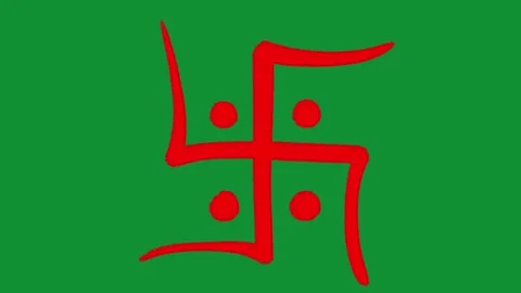 2D Hand Drawn Red Swastika Sacred Symbol Animation Green Screen Overlay Vídeo Stock 340531423