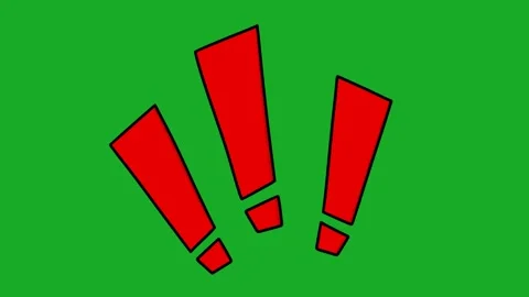 2D Hand Drawn Red Triple Exclamation Mark Shock Animation Green Screen Overlay Stock Footage 340531739