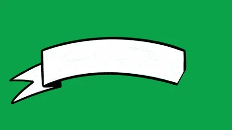 2D Hand Drawn Ribbon Banner Frame Animation Green Screen Overlay Stock Footage 344049319