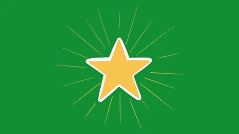 2D Hand Drawn Shining Gold Star Burst Animation Green Screen Overlay Видео 340531227